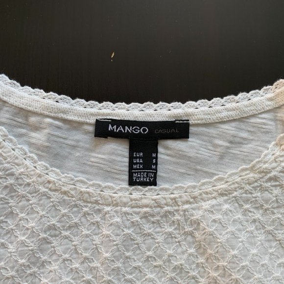 Mango Ruffled tshirt white - Picture 2 of 4